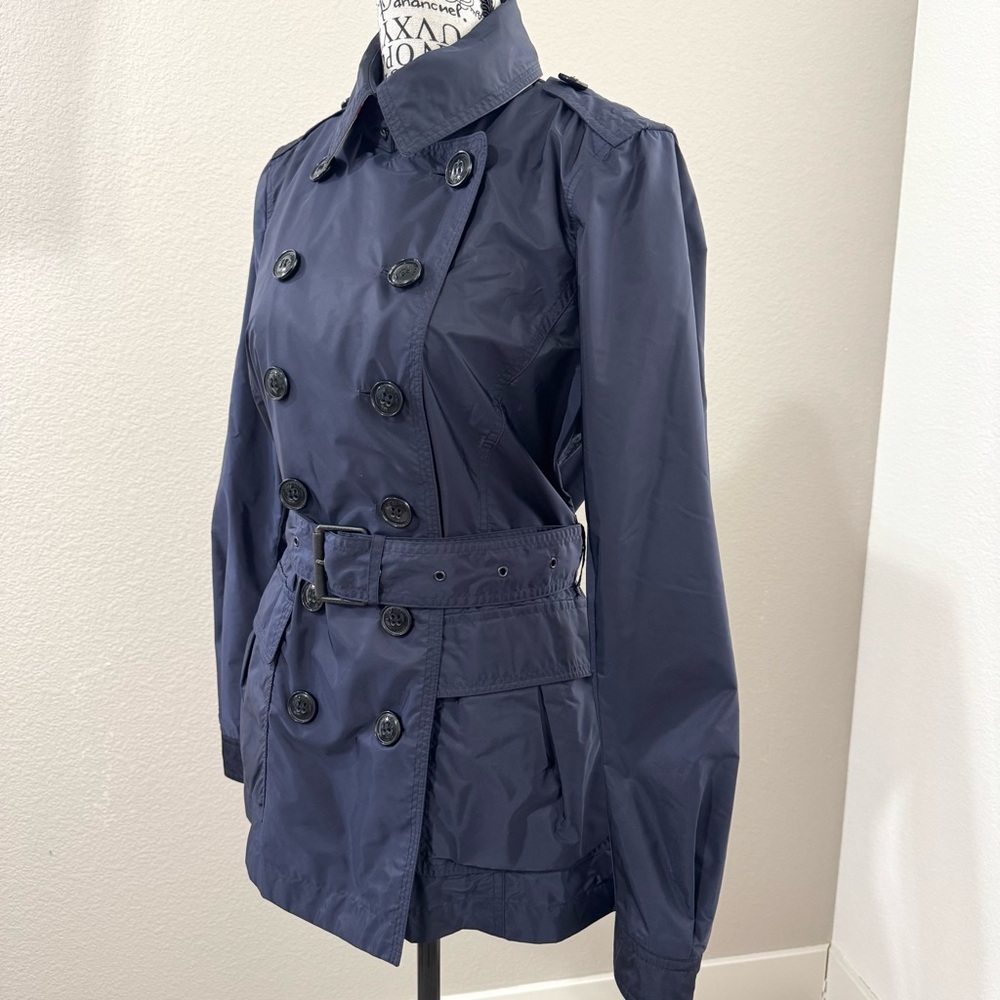 Burberry Brit Navy Belted Short Trench Coat - Picture 9 of 12